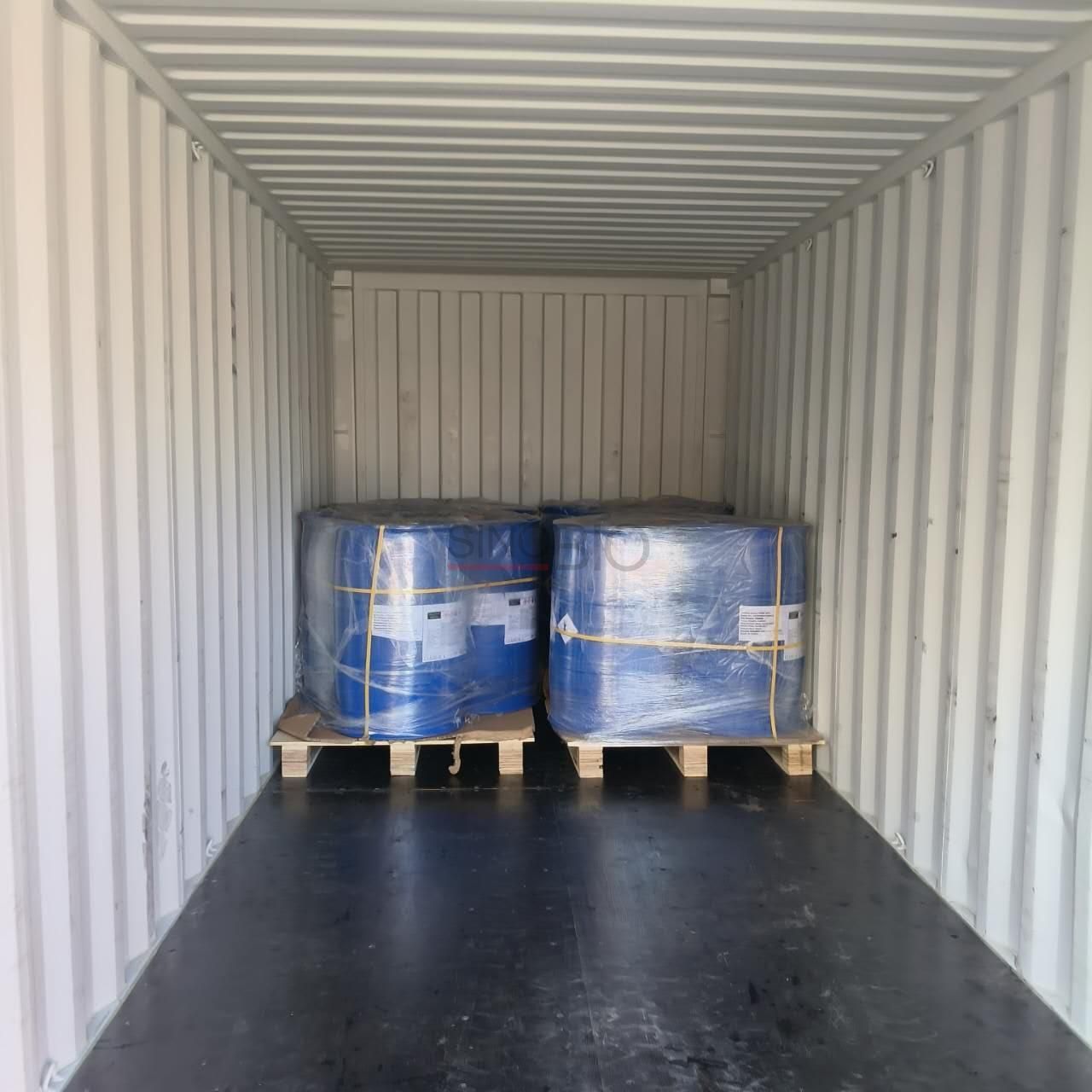 PHMB 20% Aqueous Solution Shipping and Export Packaging PHMB 20% aqueous solution drums loaded in shipping container