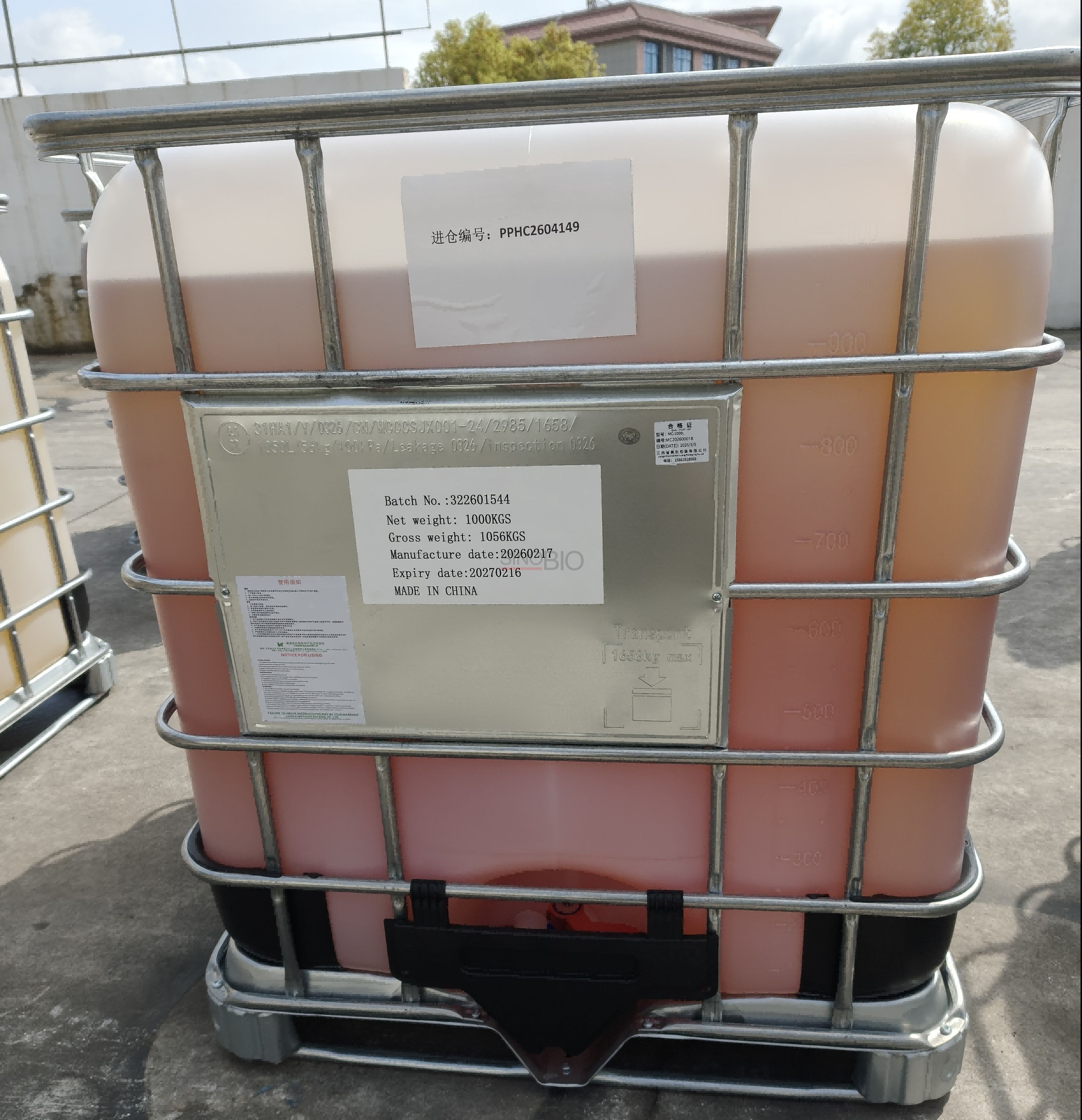 BBIT Biocide 1000kg IBC Packaging BBIT biocide bulk liquid in 1000kg IBC container